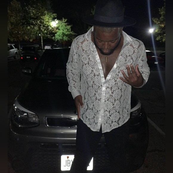 Men's 2X Jogal See through Lace shirt - Picture 3 of 6